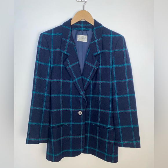 VTG  Miss Pendleton 100% Virgin Wool Blazer Multicolor Plaid Size 10 - Picture 1 of 12